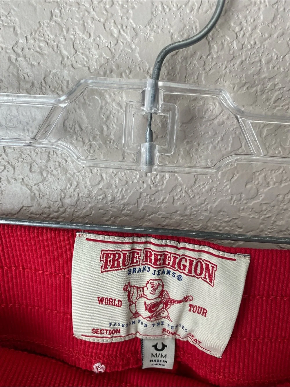 True Religion M Red Logo Flared Sweatpants with Elastic Waistband
